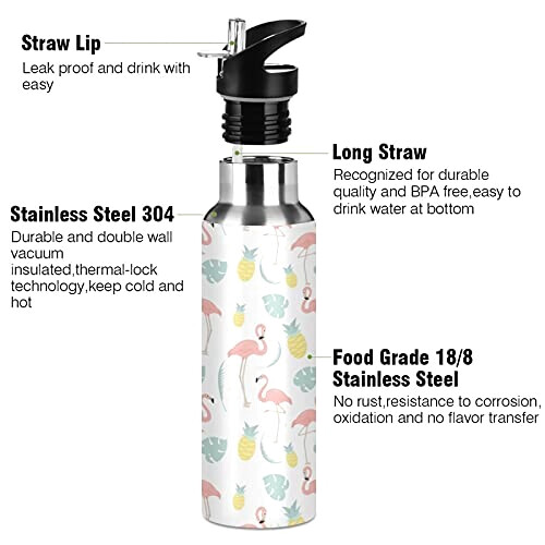 Gourde Flamant rose art mode sport inox sans bpa isotherme double paroi paille 600 ml variant 1 