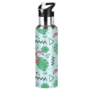 Gourde Flamant rose art mode sport inox sans bpa isotherme double paroi paille 600 ml