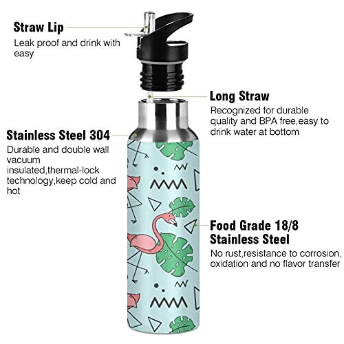 Gourde Flamant rose art mode sport inox sans bpa isotherme double paroi paille 600 ml variant 1 