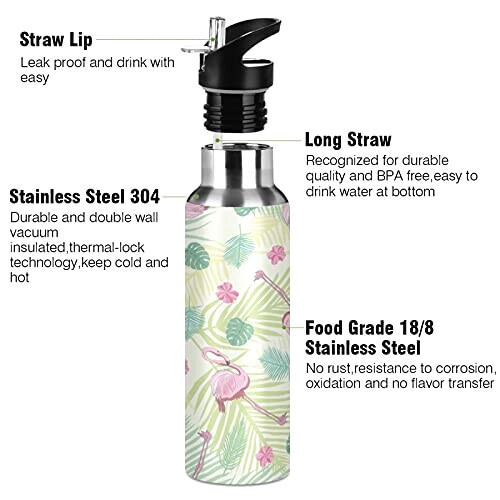 Gourde Flamant rose art mode sport inox sans bpa isotherme double paroi paille 600 ml variant 1 