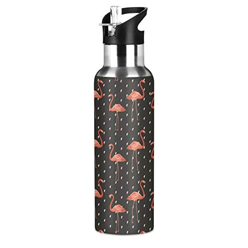 Gourde Flamant rose art mode sport inox sans bpa isotherme double paroi paille 600 ml