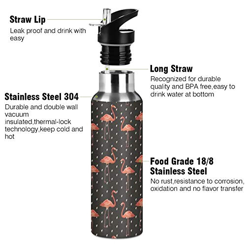 Gourde Flamant rose art mode sport inox sans bpa isotherme double paroi paille 600 ml variant 1 
