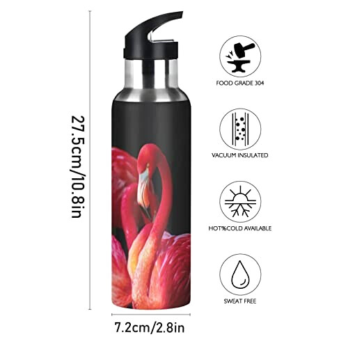 Gourde Flamant rose art mode sport inox sans bpa isotherme double paroi paille 600 ml variant 0 