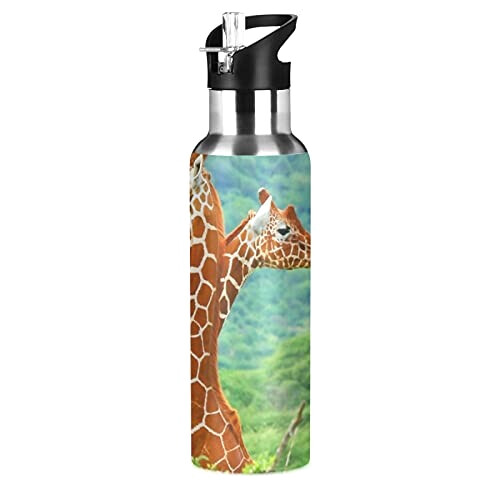 Gourde Girafe art mode sport inox sans bpa isotherme double paroi paille 600 ml