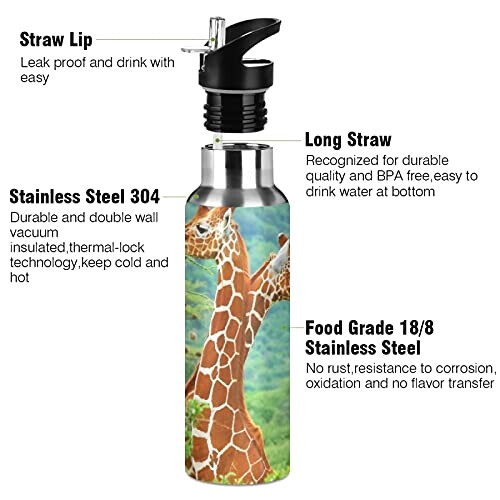 Gourde Girafe art mode sport inox sans bpa isotherme double paroi paille 600 ml variant 1 
