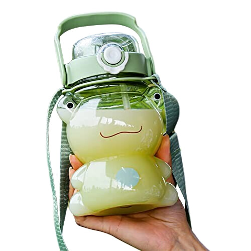 Gourde Grenouille vert plastique paille 850 ml