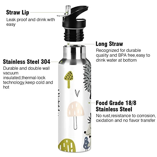 Gourde Hérisson inox isotherme double paroi paille 600 ml variant 1 