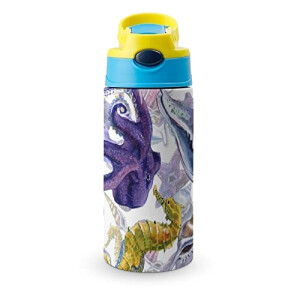 Gourde Hippocampe couleur inox isotherme double paroi 500 ml