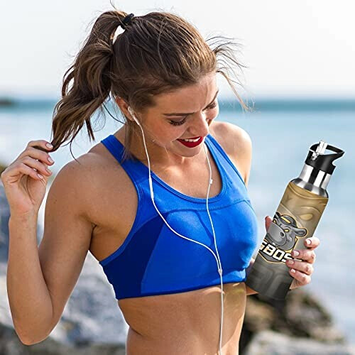 Gourde Hippopotame art mode sport inox sans bpa isotherme double paroi paille 600 ml variant 4 