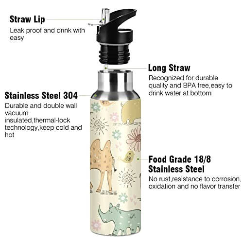 Gourde Hippopotame mode mignonne inox sans bpa isotherme double paroi paille 600 ml variant 1 