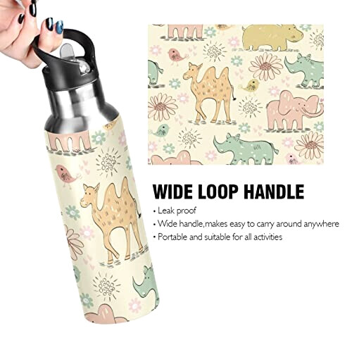 Gourde Hippopotame mode mignonne inox sans bpa isotherme double paroi paille 600 ml variant 2 