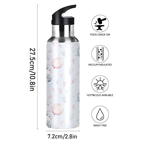 Gourde Hippopotame multicolore inox sans bpa isotherme double paroi paille 600 ml variant 0 