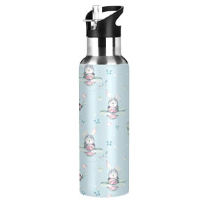 Gourde Lapin multicolore inox sans bpa isotherme double paroi paille 590 ml
