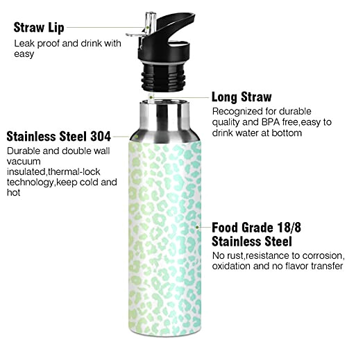 Gourde Léopard jaune inox sans bpa isotherme pliable paille 600 ml variant 2 