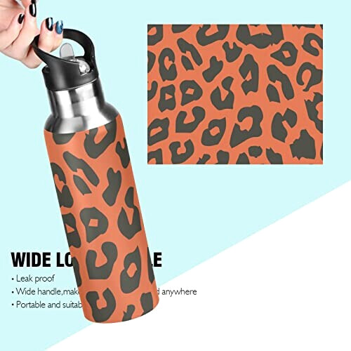 Gourde Léopard inox isotherme double paroi paille 600 ml variant 2 