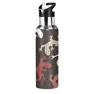 Gourde Lézard mode mignonne inox sans bpa isotherme double paroi paille 600 ml