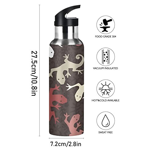 Gourde Lézard mode mignonne inox sans bpa isotherme double paroi paille 600 ml variant 0 