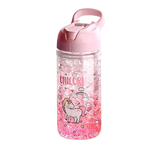 Gourde Licorne rose sans bpa paille 400 ml