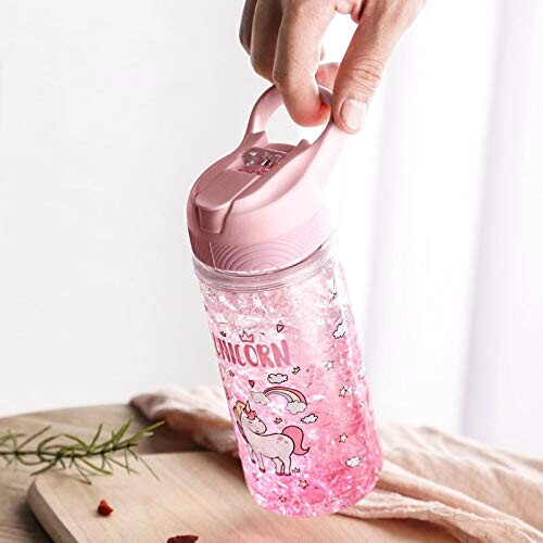 Gourde Licorne rose sans bpa paille 400 ml variant 1 