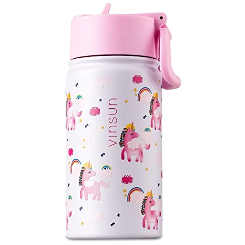 Gourde Licorne blanc / rose plastique sans bpa paille 350 ml variant 5 