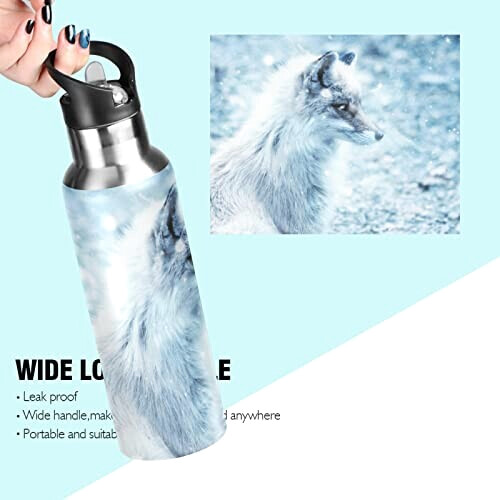 Gourde Loup inox isotherme double paroi paille 600 ml variant 2 