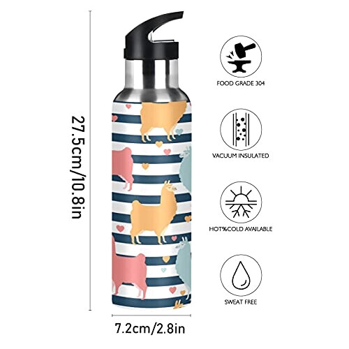 Gourde Mouton art mode sport inox sans bpa isotherme double paroi paille 600 ml variant 0 
