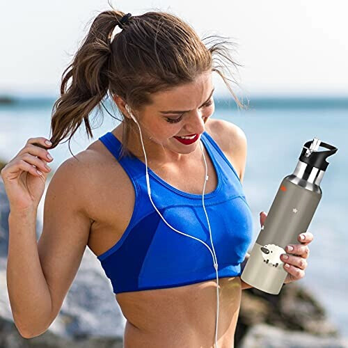 Gourde Mouton art mode sport inox sans bpa isotherme double paroi paille 600 ml variant 4 