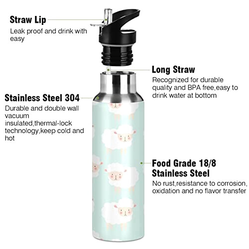 Gourde Mouton art mode sport inox sans bpa isotherme double paroi paille 600 ml variant 1 