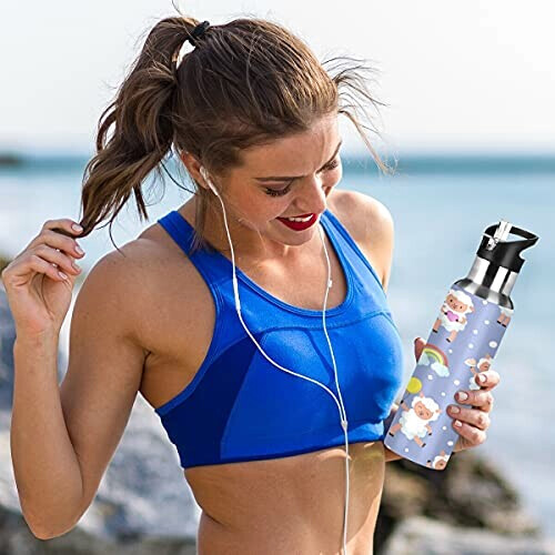 Gourde Mouton art mode sport inox sans bpa isotherme double paroi paille 600 ml variant 4 