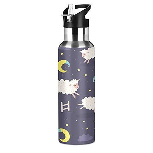 Gourde Mouton art mode sport inox sans bpa isotherme double paroi paille 600 ml