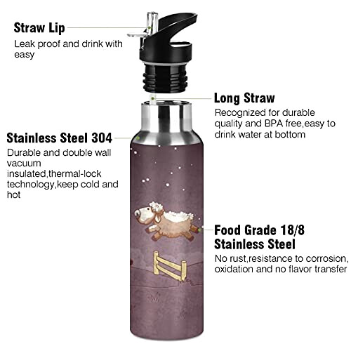 Gourde Mouton art mode sport inox sans bpa isotherme double paroi paille 600 ml variant 1 