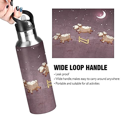 Gourde Mouton art mode sport inox sans bpa isotherme double paroi paille 600 ml variant 2 