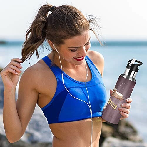 Gourde Mouton art mode sport inox sans bpa isotherme double paroi paille 600 ml variant 4 