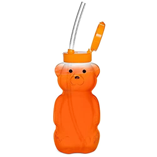 Gourde Ours transparent plastique sans bpa paille