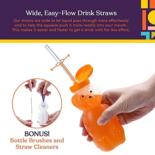 Gourde Ours transparent plastique sans bpa paille variant 1 