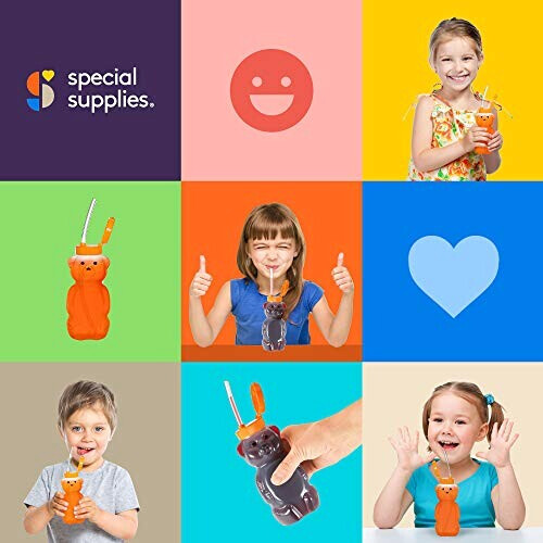 Gourde Ours transparent plastique sans bpa paille variant 4 