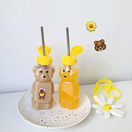 Gourde Ours comme le montrent les images plastique paille variant 5 