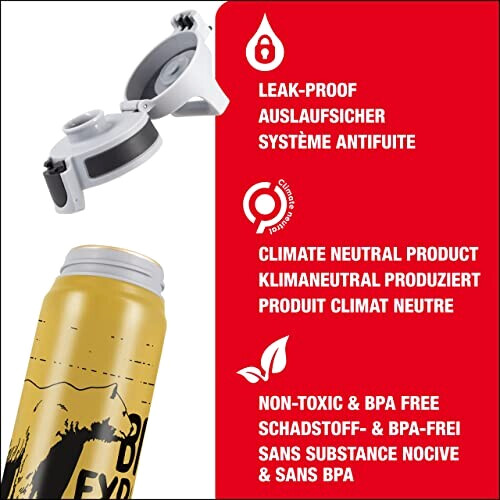 Gourde Ours jaune aluminium variant 1 