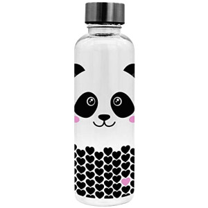 Gourde Panda transparent/noir/rose inox sans bpa 500 ml