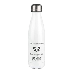 Gourde Panda blanc aluminium isotherme double paroi 500 ml