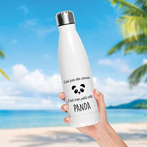 Gourde Panda blanc aluminium isotherme double paroi 500 ml variant 3 