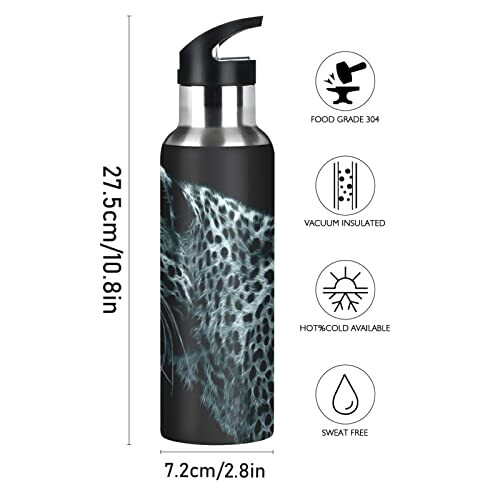 Gourde Panthère mode mignonne inox sans bpa isotherme double paroi paille 600 ml variant 0 