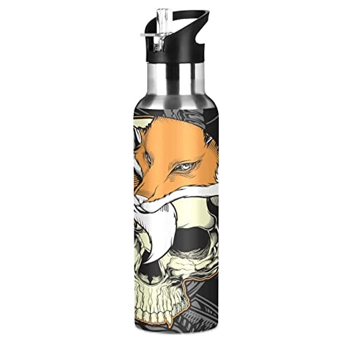 Gourde Renard art mode sport inox sans bpa isotherme double paroi paille 600 ml