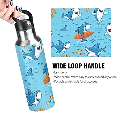 Gourde Requin art mode sport inox sans bpa isotherme double paroi paille 600 ml variant 2 