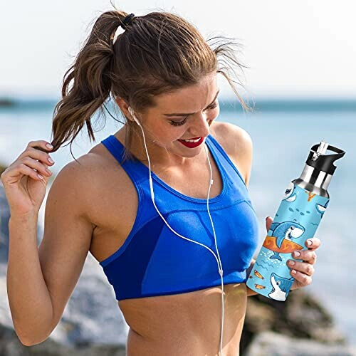 Gourde Requin art mode sport inox sans bpa isotherme double paroi paille 600 ml variant 4 