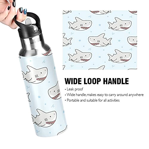 Gourde Requin art mode sport inox sans bpa isotherme double paroi paille 600 ml variant 2 