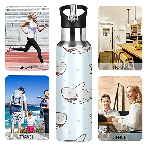Gourde Requin art mode sport inox sans bpa isotherme double paroi paille 600 ml variant 3 