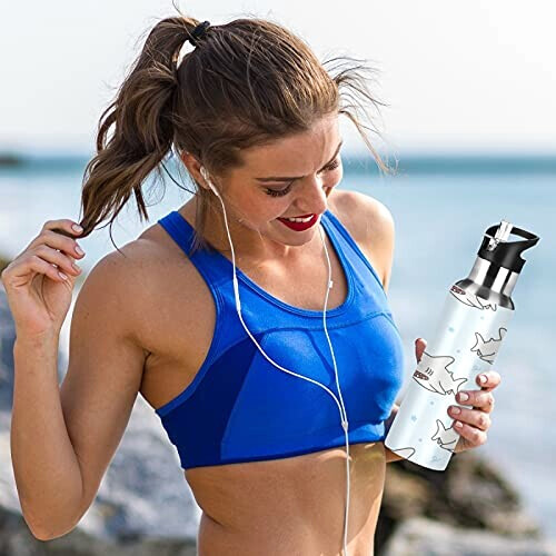 Gourde Requin art mode sport inox sans bpa isotherme double paroi paille 600 ml variant 4 