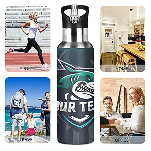 Gourde Requin art mode sport inox sans bpa isotherme double paroi paille 600 ml variant 3 