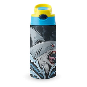 Gourde Requin couleur inox isotherme double paroi 500 ml